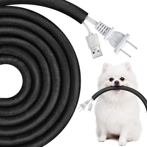 Cord Covers for Pets Dog Cat Cord Protector 30ft - 1/2inch, Flexible Cable Sleeve for Easy Cord Management, Protects Cables from Pets Chewing, Ideal for USB, Power, Audio and Video Cords in Saudi Arabia