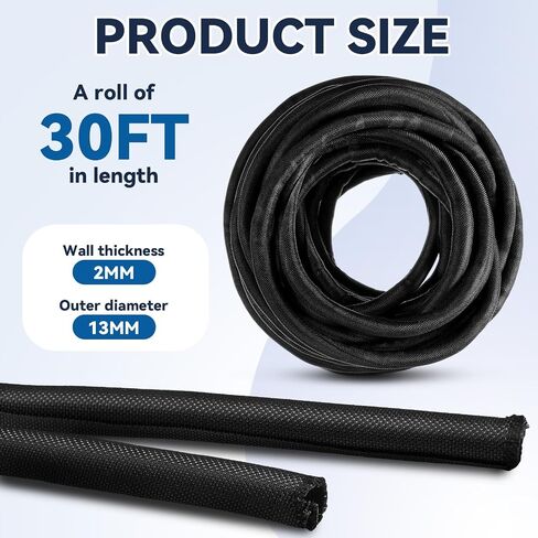 Cord Covers for Pets Dog Cat Cord Protector 30ft - 1/2inch, Flexible Cable Sleeve for Easy Cord Management, Protects Cables from Pets Chewing, Ideal for USB, Power, Audio and Video Cords in Saudi Arabia
