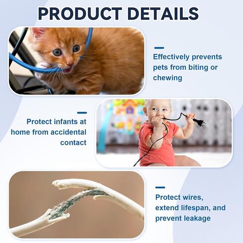 Cord Covers for Pets Dog Cat Cord Protector 30ft - 1/2inch, Flexible Cable Sleeve for Easy Cord Management, Protects Cables from Pets Chewing, Ideal for USB, Power, Audio and Video Cords in Saudi Arabia