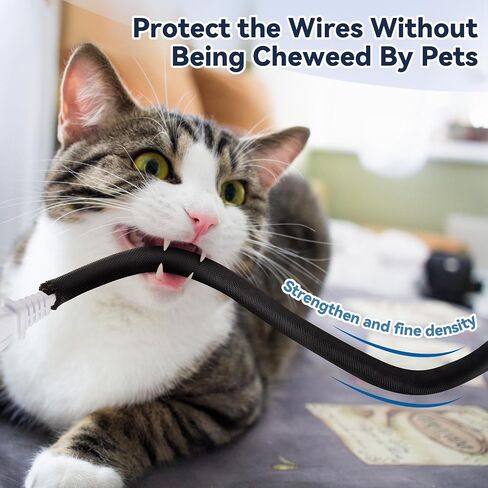Cord Covers for Pets Dog Cat Cord Protector 30ft - 1/2inch, Flexible Cable Sleeve for Easy Cord Management, Protects Cables from Pets Chewing, Ideal for USB, Power, Audio and Video Cords in Saudi Arabia