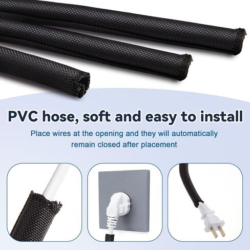Cord Covers for Pets Dog Cat Cord Protector 30ft - 1/2inch, Flexible Cable Sleeve for Easy Cord Management, Protects Cables from Pets Chewing, Ideal for USB, Power, Audio and Video Cords in Saudi Arabia