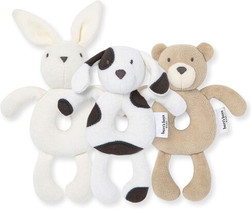 Burt's Bees Baby Unisex Infant Rattle Toy, Nursery Sensory Animal Plush Made with 100% Organic Cotton Shell and Polyester Fill, Sweet Bear, Bunny, or Dog Stuffed Animals for Babies in Saudi Arabia