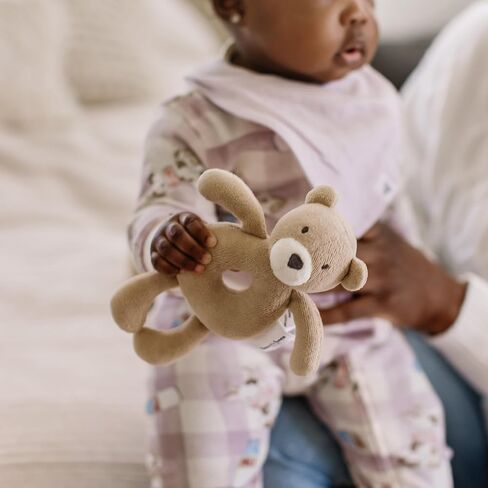 Burt's Bees Baby Unisex Infant Rattle Toy, Nursery Sensory Animal Plush Made with 100% Organic Cotton Shell and Polyester Fill, Sweet Bear, Bunny, or Dog Stuffed Animals for Babies in Saudi Arabia
