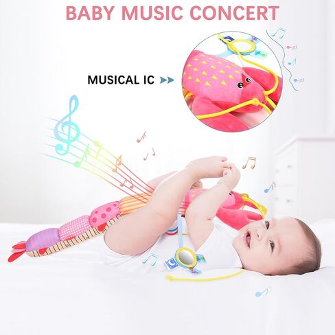 Infant Baby Toys Musical Stuffed Animal Plush Toys for 0-3-6-12 Months, Soft Tummy Time Toys with Rattles and Crinkle, Infant Newborn Toys Gifts for Newborn Boys Girls Babies (Lobster, Color) in Saudi Arabia