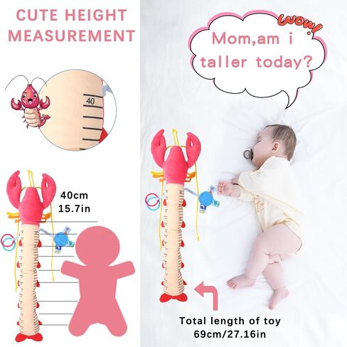 Infant Baby Toys Musical Stuffed Animal Plush Toys for 0-3-6-12 Months, Soft Tummy Time Toys with Rattles and Crinkle, Infant Newborn Toys Gifts for Newborn Boys Girls Babies (Lobster, Color) in Saudi Arabia
