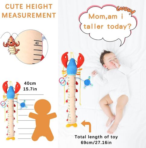 Infant Baby Toys Musical Stuffed Animal Plush Toys for 0-3-6-12 Months, Soft Tummy Time Toys with Rattles and Crinkle, Infant Newborn Toys Gifts for Newborn Boys Girls Babies (Lobster, Color) in Saudi Arabia