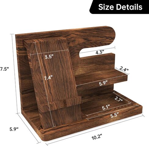 Gifts for Men Desk Organizer Wooden Phone Docking Station for Men Key Wallet Holder Watch Organizer Men Birthday Gifts for Men Dad Birthday Gift Nightstand Organizer in Saudi Arabia