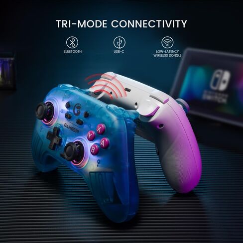وحدة تحكم GameSir Nova Wireless Switch Pro للتبديل/Lite/OLED، وحدات تحكم التبديل مع عصا التحكم بتأثير القاعة، RGB LED، توربو، قابلة للبرمجة، التحكم في الحركة، وظيفة الاستيقاظ (أبيض) in Kuwait