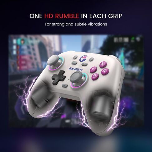 وحدة تحكم GameSir Nova Wireless Switch Pro للتبديل/Lite/OLED، وحدات تحكم التبديل مع عصا التحكم بتأثير القاعة، RGB LED، توربو، قابلة للبرمجة، التحكم في الحركة، وظيفة الاستيقاظ (أبيض) in Kuwait