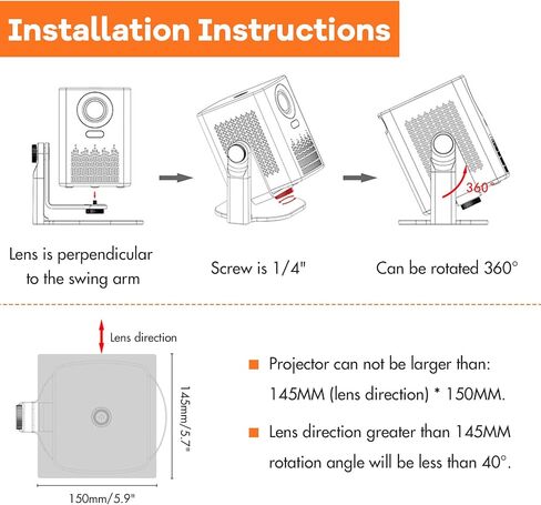 Multi-Angle Projector Stand, Aluminum Desktop Projector Stand Adjustable 360° Tilt for Mini Projector, Table Projector Stand with 1/4" Screw Used for Indoor/Outdoor in Saudi Arabia