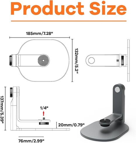 Multi-Angle Projector Stand, Aluminum Desktop Projector Stand Adjustable 360° Tilt for Mini Projector, Table Projector Stand with 1/4" Screw Used for Indoor/Outdoor in Saudi Arabia