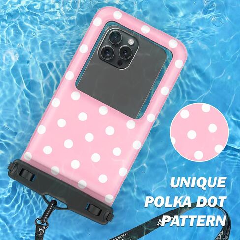 MoKo Large Waterproof Phone Pouch - 2 Pack Floating Water Protector Case Dry Bag with Detachable Lanyard, Compatible for iPhone 15 14 13 Pro Max, Galaxy S23 S22 Ultra, Black+Pink in Saudi Arabia