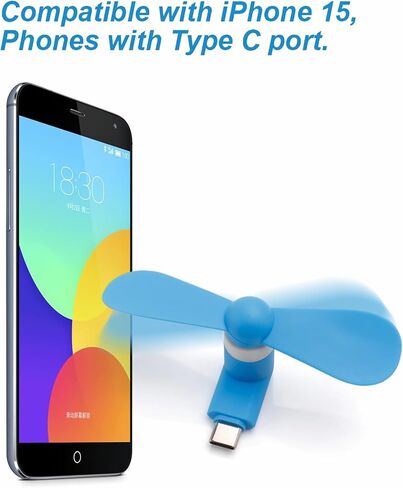 مروحة الهاتف المحمول الصغيرة MIMIRACLE، مروحة الهاتف المحمول المحمولة المتوافقة مع هاتف TypeC iPhone وTypeC، ملحقات الصيف (6 عبوات) in Saudi Arabia