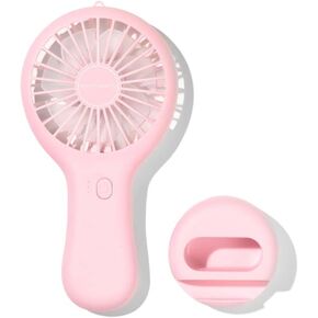 Portable Hand Held 3 speed USB Rechargeable Pink Mini Fan "Feeling Fresh" by Beauty Creations includes Stand with Phone Holder Slot