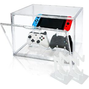حامل وحدة تحكم BOHOIDEE Universal بطبقتين لجهاز PS4 PS5 Xbox ONE Switch، حامل سماعة الرأس وحافظة عرض أكريليك شفافة وحامل وملصقات، حامل منظم لملحقات الألعاب مقاوم للغبار in Kuwait