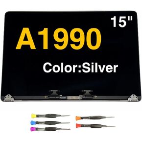 New A1990 for MacBook Pro 2018 2019 15 inch LCD Display Screen Full Assembly Replacement EMC 3215 3359 Silver/Gray (Silver)