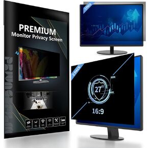 27 Inch Computer Privacy Screen for 16:9 Widescreen Monitor, Anti-Blue Light Monitor Privacy Screen Shield, Anti Spy Desktop Security Private Filter (2-Pack)