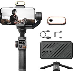 hohem iSteady M6 Kit Gimbal Stabilizer for Smartphone,3-Axis Phone Gimbal with AI Tracking Sensor Magnetic Fill Light 0.91-inch OLED Display Max Payload 400g,Gimbal Stabilizers for iPhone Android
