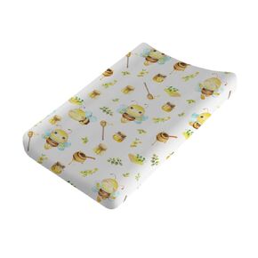 Watercolor Bees Boho Sunflowers Leaves Changing Pad Covers for Baby Boy Girl 32''x16'' Bees Retro Floral Fitted Changing Pad Sheets Bees Soft Baby Diaper Change Table Mats