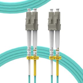 OM3 LC to LC Fiber Patch Cable 0.2m(7inch),Length Options:0.2m-50m,10GB 50/125μm Multimode Duplex Fiber LC-LC Fiber Optic Cable Cord LSZH(Aqua)