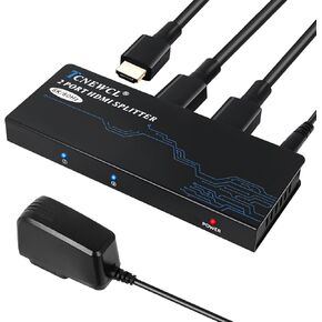 TCNEWCL HDMI Splitter 1 in 2 Out 8K@60Hz/4K@120Hz, HDMI 2.1 Splitter HDMI Duplicator 1 in 2 Out with Power Supply 4:4:4, Compatible with Xbox Series X, PS4/5, Blu-ray Player