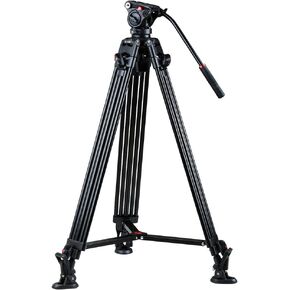 VILTROX Heavy Duty Tripod, 74 Inch Fluid Head Video Tripod, 22lbs Sturdy Heavy-duty Tripod with QR Plate, Hand Bar, Carrying bag, Mid-Level Spreader Travel Tripod for DSLR Camcorder (VX-18M II)