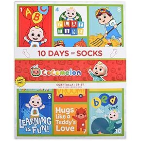 Cocomelon Toddler 10 Days of Socks, 10-Pack (2-4 Years)