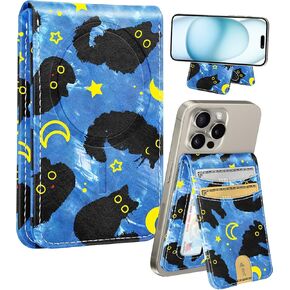 Shorogyt for Magsafe Wallet Magnetic Card Holder for Women - Cute Phone Wallet for Apple for iPhone 15/14/13/12 Series,RFID Blocking Stand Printed Leather Fit 5 Cards,Mushroon Flower