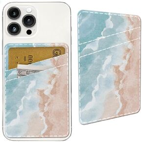 Leather Phone Card Holder Phone Wallet, Dual Pocket Credit Card Holder, Cute Stick-On Wallet for Phone Case Compatible with Most of Cell Phone Cool Yellow Ducks Design