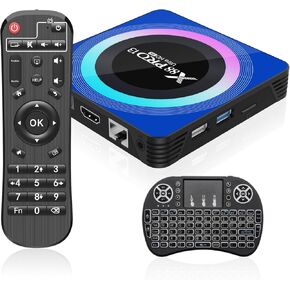 Android 13.0 TV Box, TV Box 8k HD with RK3528 Quadcore 4GB RAM 32GB ROM 2.4Ghz/5.0Ghz Dual WiFi & BT 5.0, Smart Box Support Multi-Lingual with LAN Ethernet 10/100M with Mini Backlit Keyboard