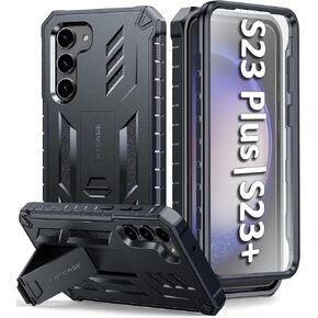 FNTCASE for Samsung Galaxy S23-Plus Case: Heavy Duty Rugged Shockproof Protective Cover with Belt-Clip Holster & Kickstand | Military Grade Protection Phone Case for Galaxy S23 Plus Black