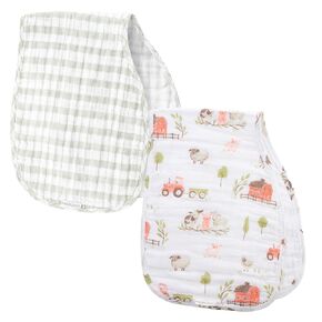 Stephen Joseph, Muslin Baby Burp Cloths, 2-Pack 100% Cotton, Burp Cloth for Baby Boys and Girls, Farm