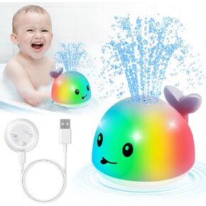 2024 Upgraded Baby Whale Bath Toy with Charging Dock, Bath Toys for Toddlers 1-3 Light Up Bath Fountain Toy 6-12-18 Months, IPX8 Waterproof Bathtub Toys Sprinkler for Toddlers Babies 1 2 3 4 Gifts