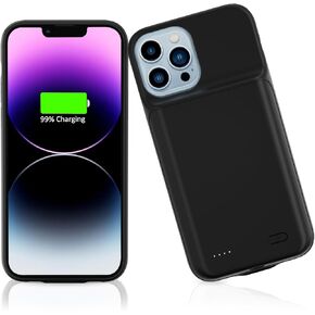 Gladgogo Battery Case for iPhone 14 Pro Max, 8500mAH Portable Protective Battery Charging Case, Rechargeable Extended Battery Charger Cover Compatible with iPhone 14 Pro Max (6.7 inch), Black