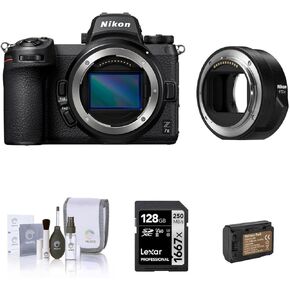 Nikon Z 7II Mirrorless Camera, Bundle with Nikon FTZ II Mount Adapter, 128GB Memory Card, Extra Battery, Cleaning Kit