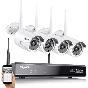 SANNCE 10CH 5MP Wireless NVR Security Camera System with 4Pcs 5MP Outdoor Indoor WiFi Cameras 100ft Night Vision H.264+ Smart Motion Alert AI Human Detection Waterproof Work with Alexa