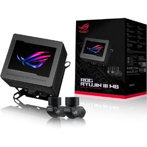 ASUS ROG RYUJIN III WB CPU Water Block-Intel LGA 1700, 1200, 115X, AMD Socket AM4, AM5 Asetek Copper Cold Plate Black, 178 Micro-Cooling, 3.5Inch Full Color LCD Display, Embedded VRM Fan, ROG Fittings