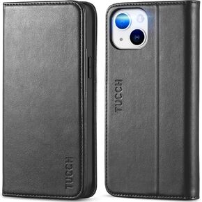 TUCCH Case Wallet for iPhone 14 6.1", [3 Card Holder] Slots Folio PU Leather Cover, [RFID Blocking] Stand Flip Case with [TPU Shockproof Interior Case] Compatible with iPhone 14 2022, Classic Black