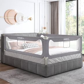 HOMEAL Twin Bed Rails for Toddlers, Baby Bed Guard Rail for Twin Bed, Toddler Bed Rail with U-Shape Base for Twin Bed Mattress(Grey,39in)