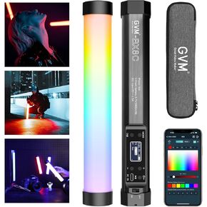 GVM RGB Tube Light with Spotlight, Magnetic Handheld Photography Light, Full-Color LED Stick Light 2000K-10000K CRI97+ Video Light with 3300mAh Built-in Battery, 6 Pixel Effects 12 Lighting Scenes