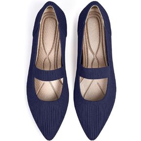 Women's Flats Shoes Pointed Toe Knit Washable Ballet Comfortable Dressy Mary Jane Flat
