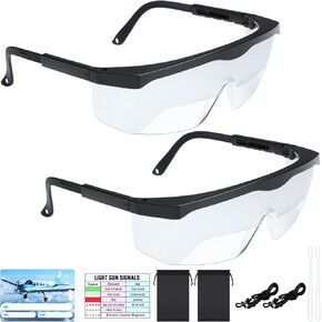 2 Pcs Aviation Flight Training Glasses View Limiting Goggles for Instrument Training Aviation View Limiting Device with Frosted Adjustable Polycarbonate Frames, Tag with Light Gun Signals