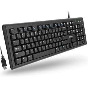 X9 Performance Wired Keyboard - USB Computer Keyboard Wired, Coated with Silver Zinc Zeolite - USB Keyboard for Laptop with 5FT Cable - Wired Computer Keyboard for PC | Chromebook - Perfect for Office