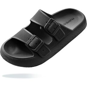 Cloud Slides for Women and Men, Double Buckle Adjustable EVA Pillow Slippers, Super Soft, Thick Sole, Anti-Skid Sandals, Comfortable Cloud Slippers