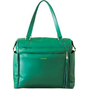 Leather Diaper Bag Backpack, Large Baby Tote Travel Bag with Changing Pad and Stroller Straps (Green)