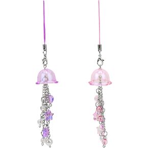 2 Pcs Jellyfish Phone Chains, Keychains, Tassels, Five Pointed Star Love Accessories, Pendants for Bags, Headphones, and Phones