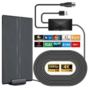 TV Antenna - TV Antenna Indoor for Local Channels, Antenna for Smart TV Up to 990+ Miles Range, 2024 Upgraded Digital Antenna Support 4K 1080P with Amplified Signal Booster