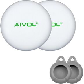 Key Finder & Tracker Find My Tracker Luggage Locator - Apple MFI Certified, Smart Bluetooth Tracker Pairs with Apple Find My (iOS Only) White 2-Pack with Silicone Cases