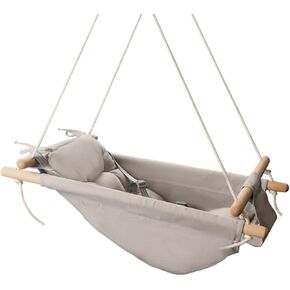 XJD Baby Swing Outdoor and Indoor, Canvas Hammock Swing for Baby, Baby Swing with a Comfortable Seat, Adjustable 5-Point Safety Belt, 3 Modes,present for Baby Boys Girls, Light Grey (Light Gray) in Kuwait