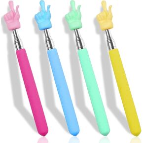 4PCS Retractable Teacher Pointer for Classroom Kids Reading, Mini Extendable Hand Pointer Finger Pointer Stick, Point Reading Pen, Kindergarten Student Teacher Supplies